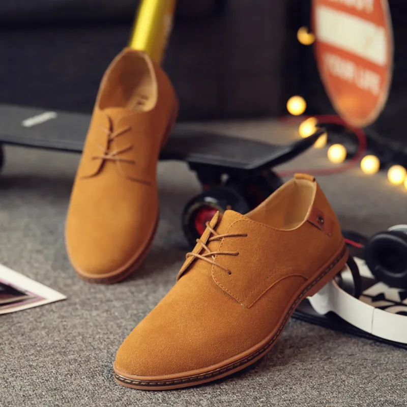 Hot Sale- Shoes Men Oxfords Dress Shoes Genuine Leather Cow Suede Plus Size 056Derby Prom Formal Wedding Shoes