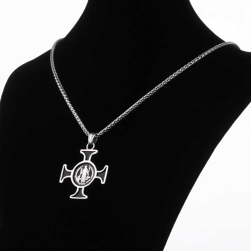 Fashion-22" Stainless Steel Jewelry Women Men Link Chain Necklaces Religious Cross Crucifixes Pendant Silver Collier Quality Gifts FC126