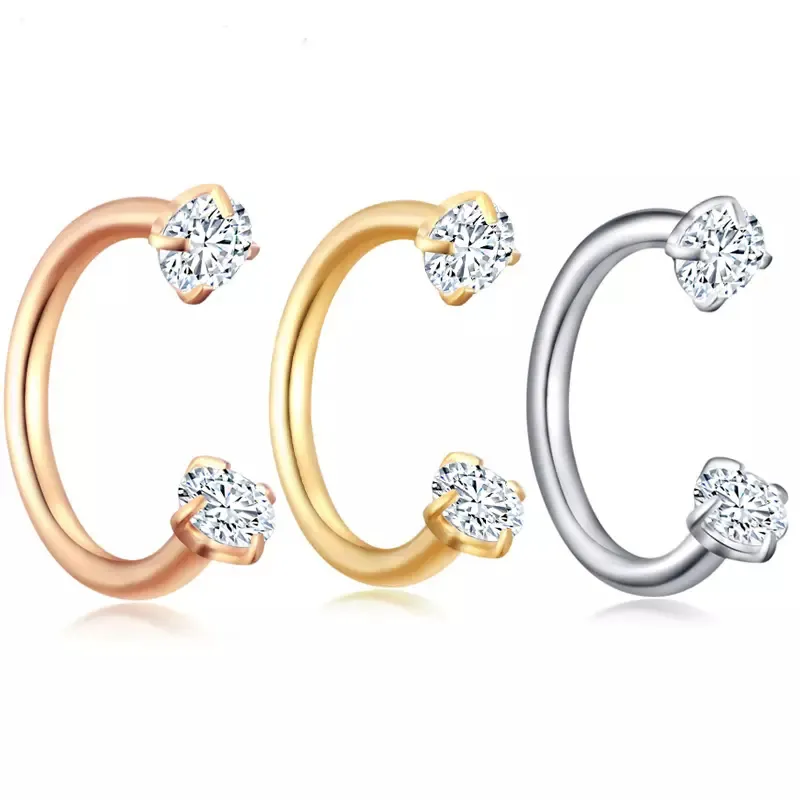 3 kleuren cz mini titanium neus ringen body piercing sieraden roestvrij stalen sieraden open hoepel oorbellen studs niet piercing ringen