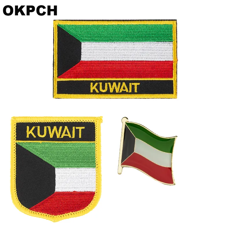 Кувейт флаг патч значок 3шт набор патчей для одежды DIY украшения PT0094-3