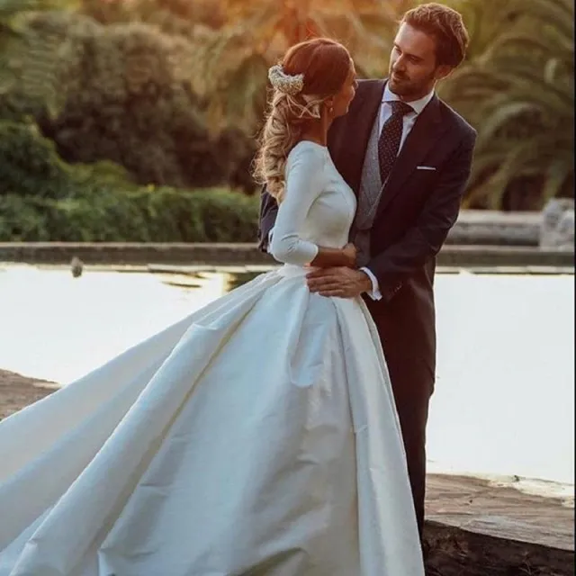 Invierno 2019 Vestidos De Novia Vintage Simples Manga Larga Corte