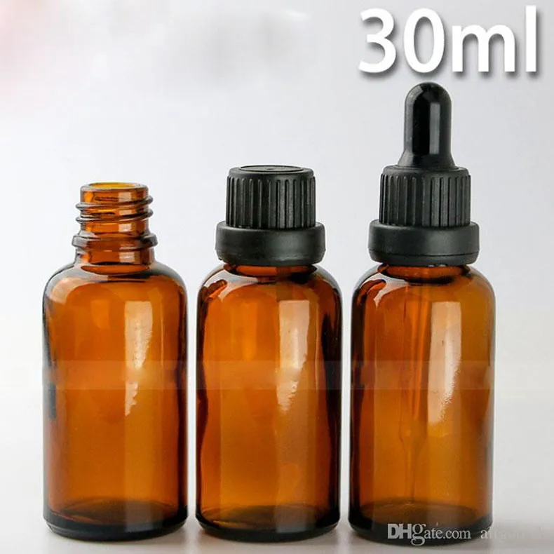 Ücretsiz Kargo 440pcs / Lot 30ml Cam Damlalık Boş Şişeler Amber Cam Ejuice Şişeler Esansiyel Yağ Şişeleri Çeşit Caps ve İpucu Damlalık