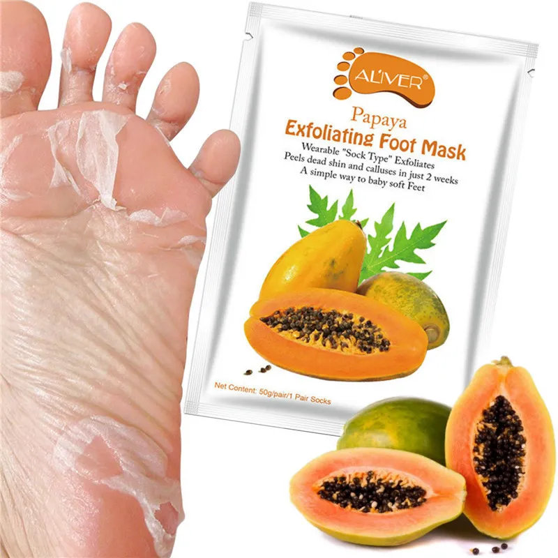 Aliver Feet Masks Feet Callus 제거 아보카도 파파야 올리브 오일 각질 제거 발 마스크