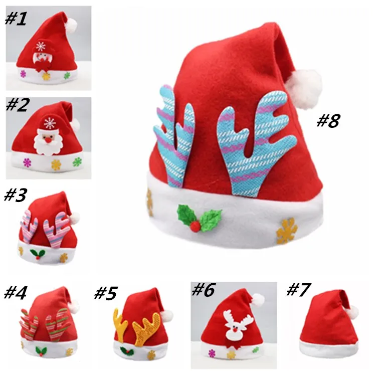 Festival miúdos Boneco de neve alces lantejoulas partido chapéu chapéus de Papai Noel Longo Plush pano de Natal Criança férias Xmas gorros cap 150pcs T2I5556