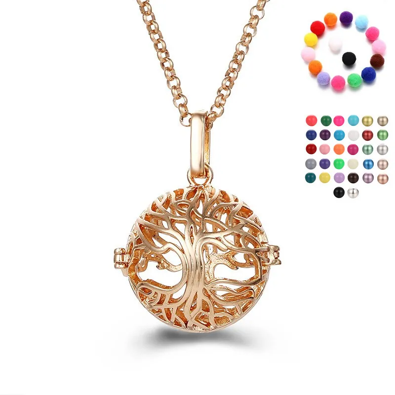 Levensboom Medaillon Ketting Goud Stereoscopische Lift Boomkooi Hanger Kettingen Mode Aromatherapie Diffuser Vrouwen Sieraden