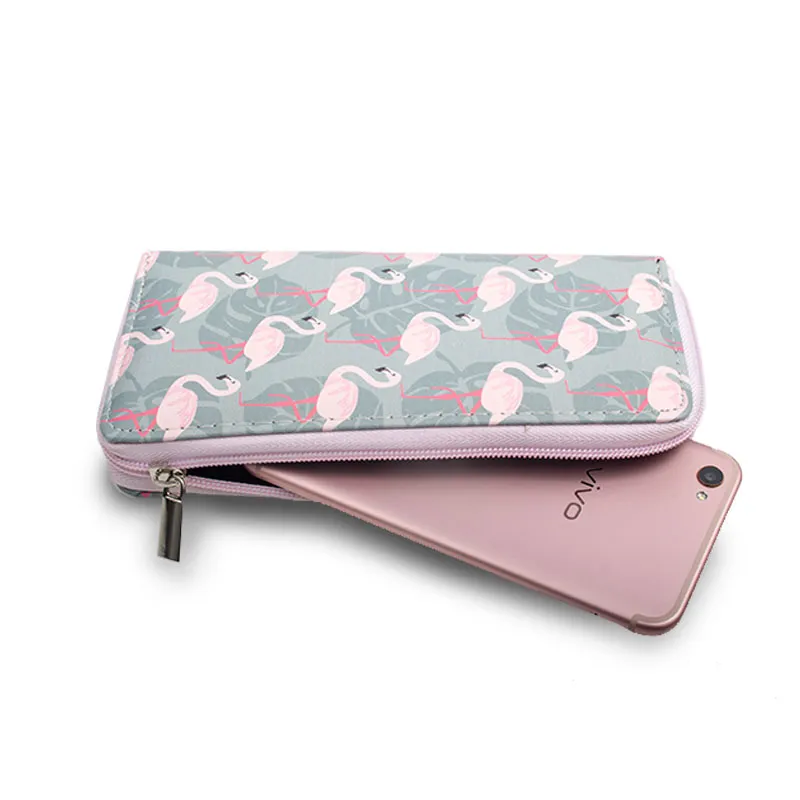 Designer-Hot Selling Zipper Designer Wallet pour les femmes Flamingo Animal Printing Sac à main Sac à main PU Sac à main Long Purse