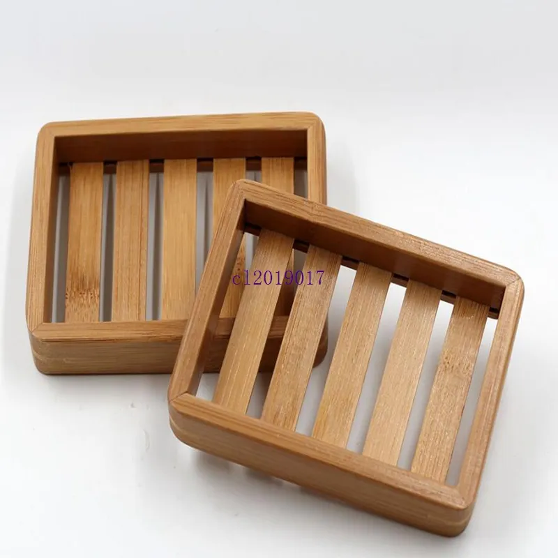 100pcs arrival Portable Soap Dishes Creative simple bamboo manual drain soap box Bathroom bathroom Japanese style soap