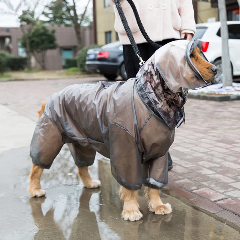 Large Dog Raincoat Big Dog Waterproof Clothes Outfit Pet Hooded Raincoat Samoyed Husky Golden