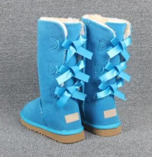 2020 Boże Narodzenie nowe klasyczne wysokie buty zimowe Prawdziwa skóra Bailey Bowknot damska Bailey Bow śnieg Buty Buty Boot US5-10
