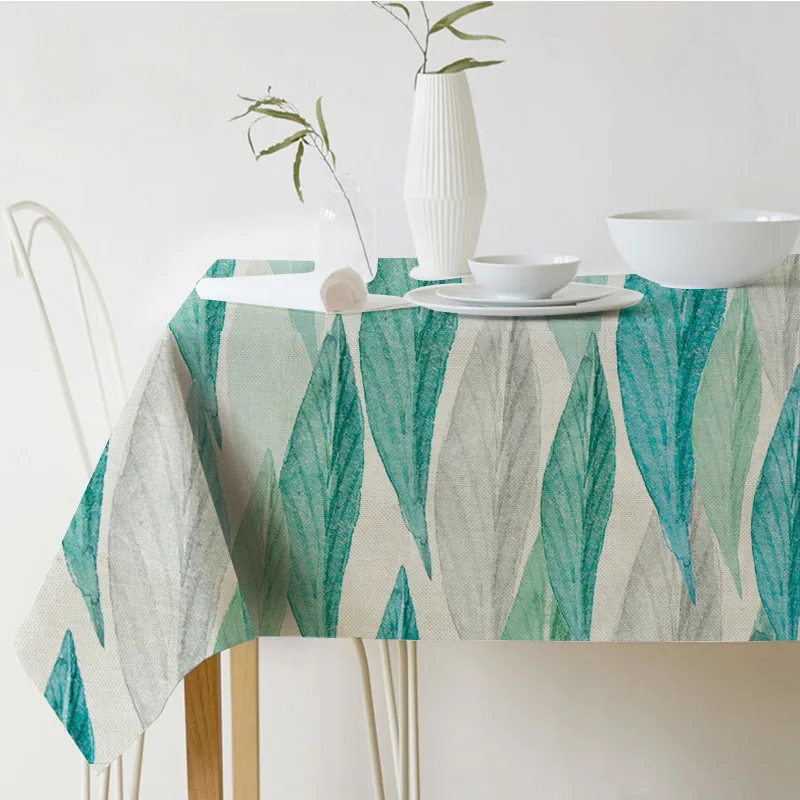 Green Plant Print Tablecloth Linen Waterproof Table Cloth Art European Table Cover For Party Home Decoration Tablecloth Whole 282H
