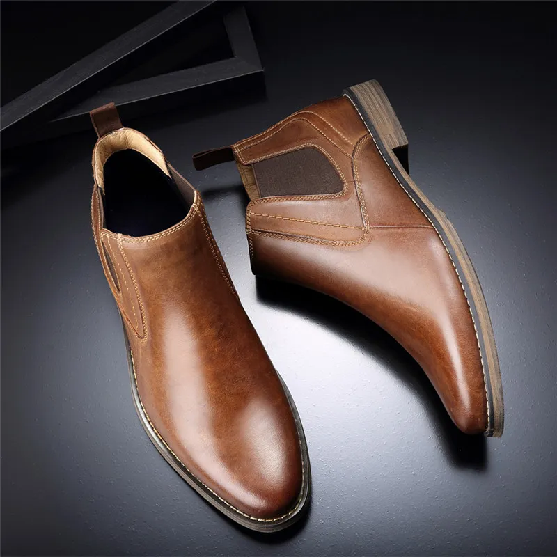 Hot Sale- Autumn Winter Genuine Leather Casual Shoes Vintage Handmade Dress Ankle Desert Boots Wedding Party Fashion Boots Big Size