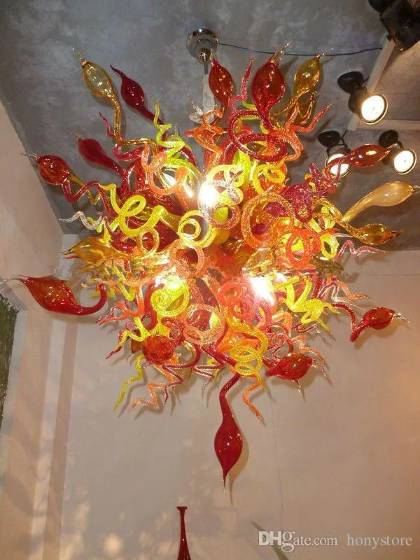 Röd Murano Glass ljuskronor LED Saving Lamp Source Style Wedding Chandelier Light