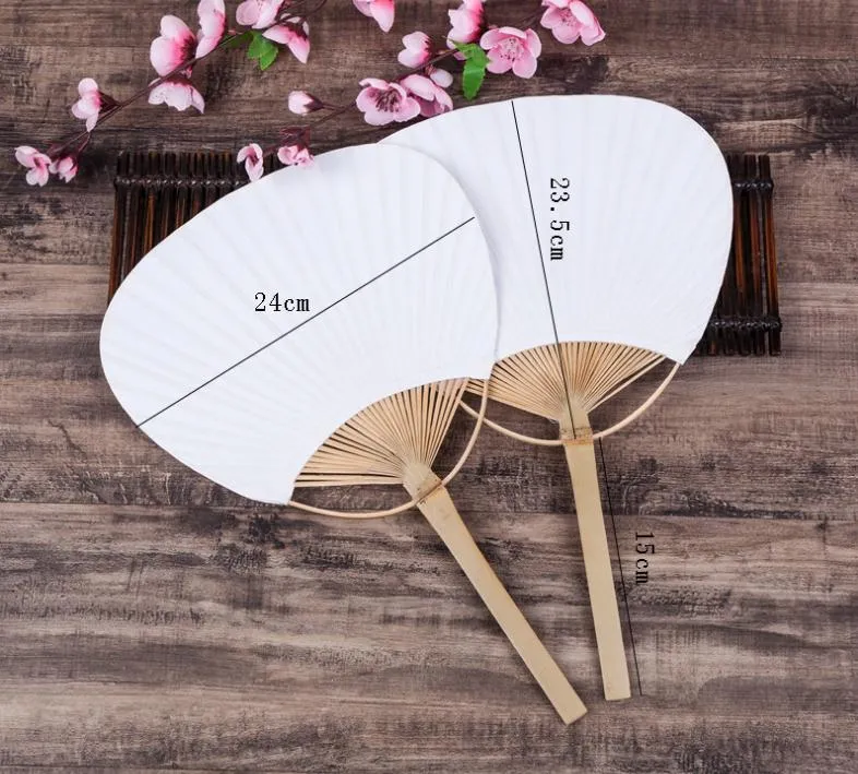 Large Paper Fan With Bamboo Handle Two Sided Blank Fans For Sale DIY White Round Hand Fans For Sale SN3136 From Szyang 1.35 DHgate.Com