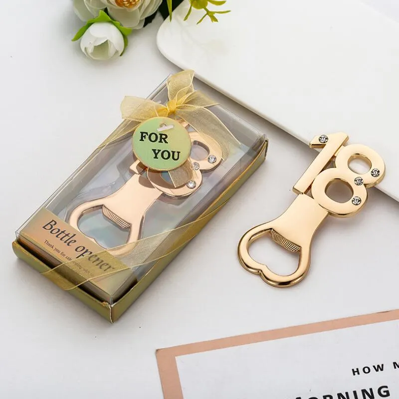 18th Bottle Opener Anniversario Bomboniere 18th Wedding Party Keepsake 18th Regali di compleanno Forniture Event Giveaways Idee LX8015