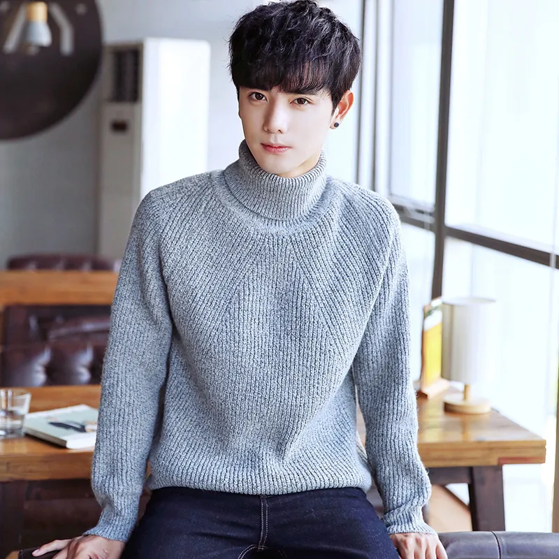 Mens Sweaters 2021 Autumn Winter Turtleneck Sweater Korean Style