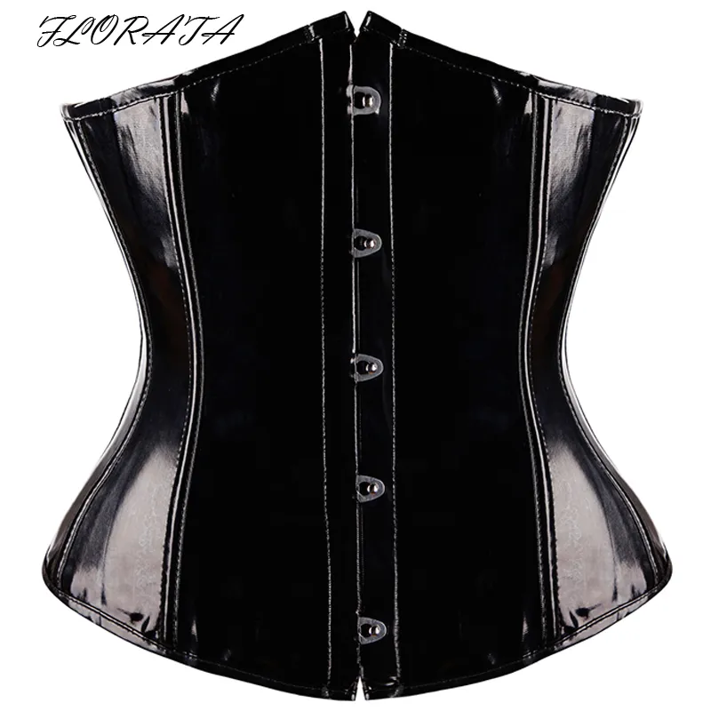 Corsetto sottoseno nero fetish gotico Bustier in vinile PVC con lacci Top punk S-2XL Body Shaper