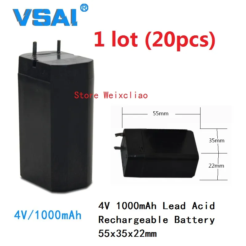 20 pcs 1 lote 4 V 1000 mAh 1Ah baterias recarregáveis ​​de chumbo ácido 4V1000mAh 1Ah baterias 55x35x22mm frete grátis