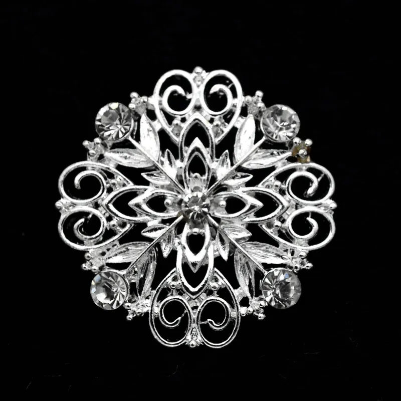 1,5 pouces brillant argent clair strass cristal diamante fleur mariage petites broches