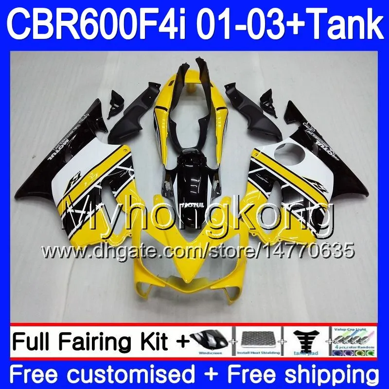 Yellow hot sale Body +Tank For HONDA CBR 600F4i CBR600FS CBR600F4i 01 02 03 286HM.31 CBR600 F4i 600 FS CBR 600 F4i 2001 2002 2003 Fairings