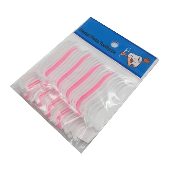 Plast Dental Toothpick Bomull Floss Tooth Pick Stick För Orala Hälsa Tabell Tillbehör Tool Opp Bag Pack DHL Ship