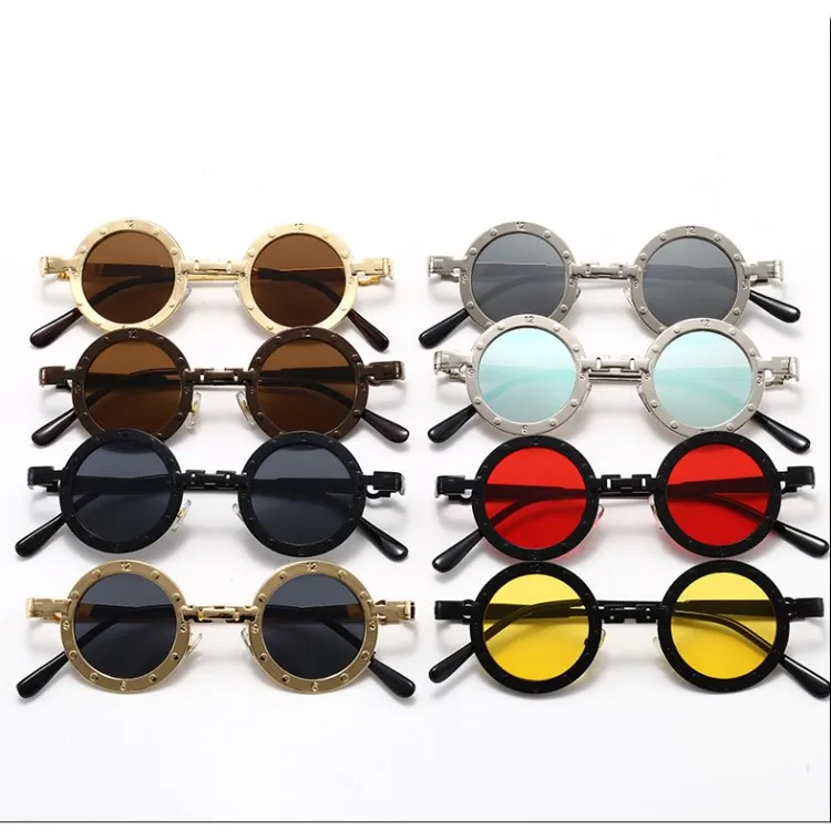 Steampunk Round Metal Vintage Sunglasses Men And Women Mirrored Circle Sun Glasses Brand Designer UV400 Wholesale