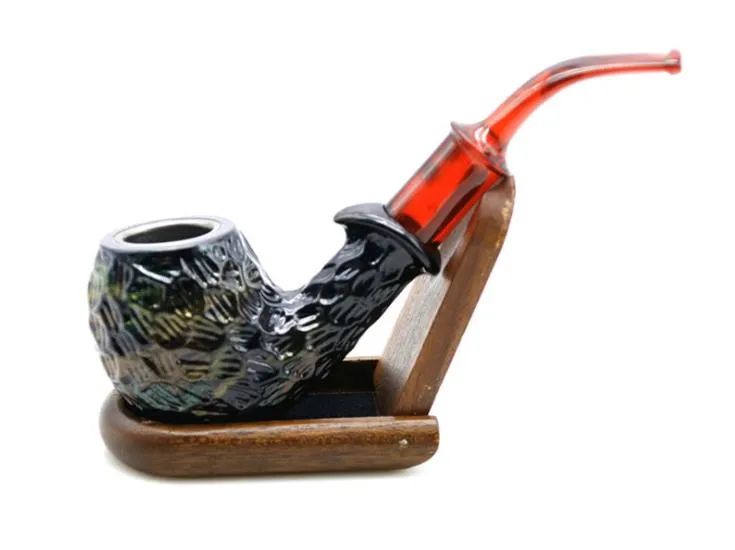 Europeisk och amerikansk texturerad harts Small Pipe Men's Acrylic Bent Handle trärör