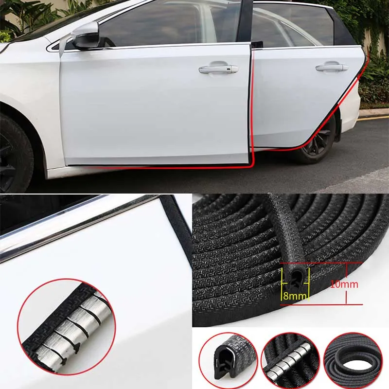 5M Car Door Anti-Collision Strip Door Side Anti-scratch Car Stickers Free Paste Protector Strip Sealing Guard Strip Accessories