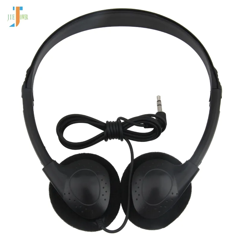 100 unids/lote, buena calidad, auriculares desechables más baratos, enchufe tipo F, auriculares de regalo de plástico con cable, fábrica personalizada de 3,5mm para PC, teléfono MP3