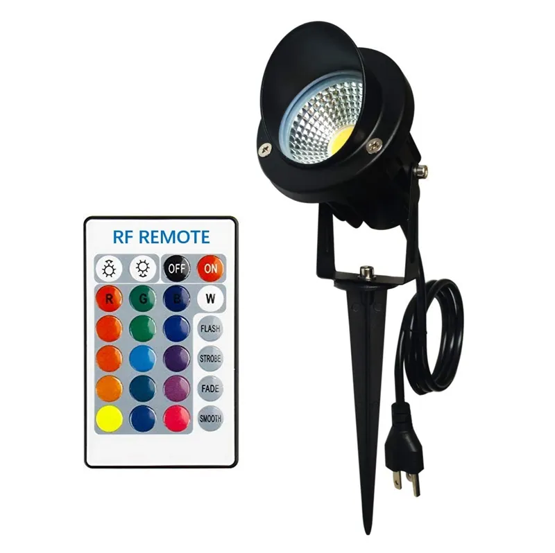 Oświetlenie zewnętrzne LED LED 10 W RGB Kolor Zmiana Wodoodporna Graden Światła LED Spotlightlawn Dekoracyjna lampa z RF Remote