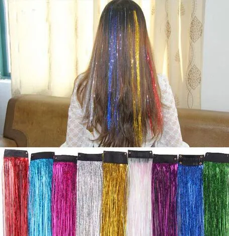 800pcs Färgglada Metallic Glitter Tinsel Laser Fiber Hår Wig Hår Förlängning Tillbehör Party Stage Wig Festiver