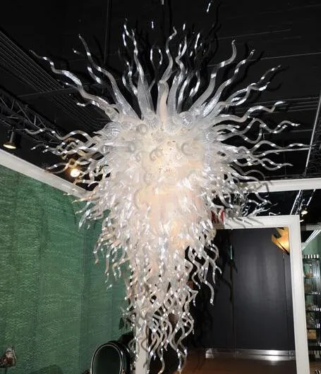Italien Künstlerische weiße Pendelleuchten, Kronleuchter aus mundgeblasenem Glas, Beleuchtung, CE UL 110 V–240 V, große LED-Beleuchtungskörper