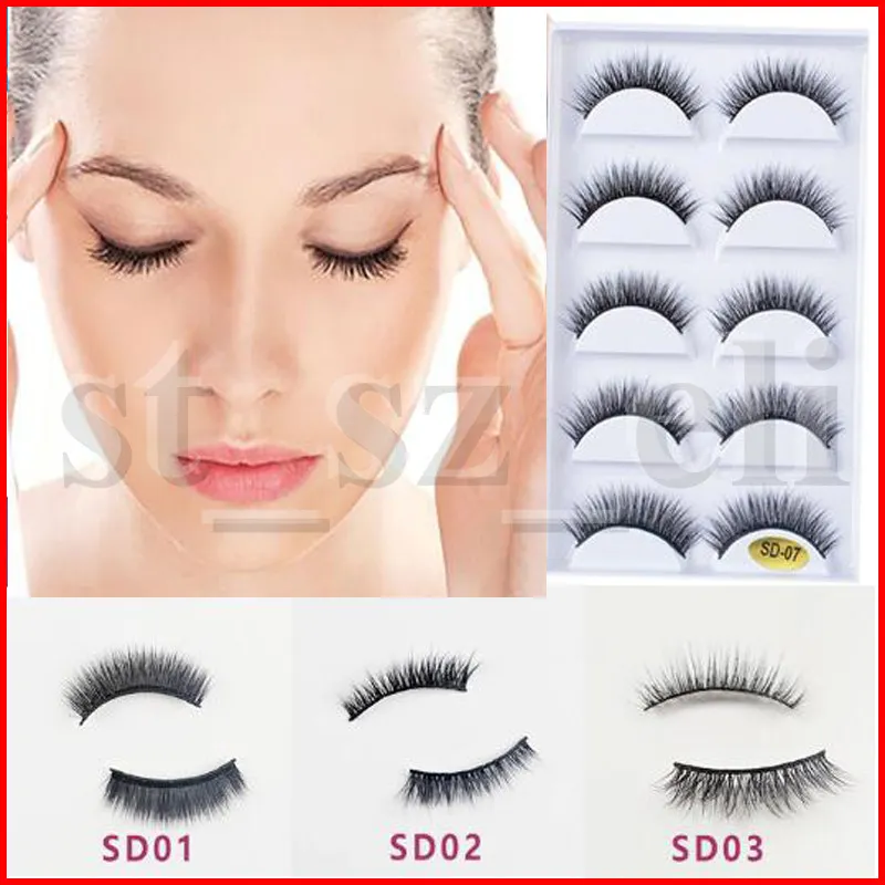 41 Typy 3D Grube rzęsy Niebieski Czarny Długi Gruby Cross Handmade Eye Lashes Makeupmink rzęsy