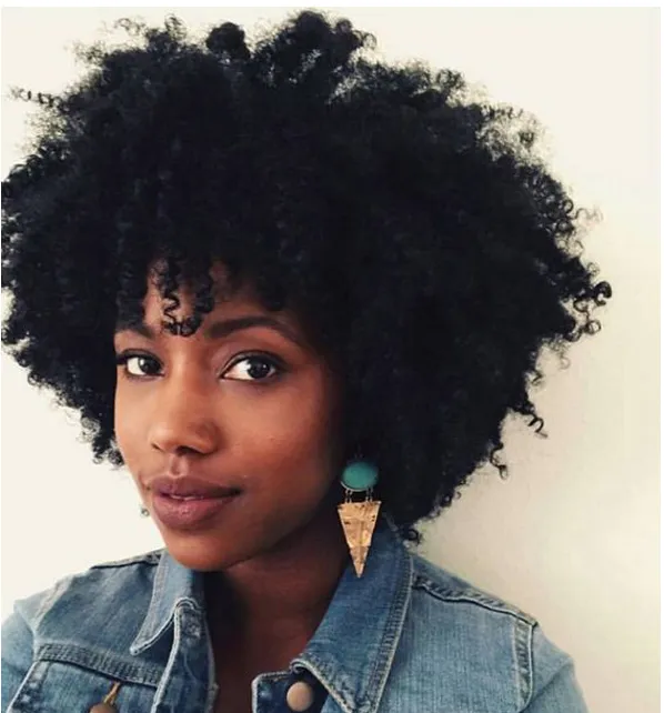 Lady's the hair court bob perruque frisée africaine Ameri Simulation de cheveux brésiliens Cheveux humains noir Kinky perruque frisée avec bang en stock