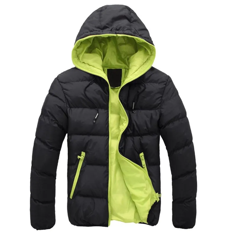 2020 Vinter Varm doudoune Homme Plus Storlek Mode Solid Down Jacket Män Casual Zipper Parka Pluma Hombre Hooded Down Jacket