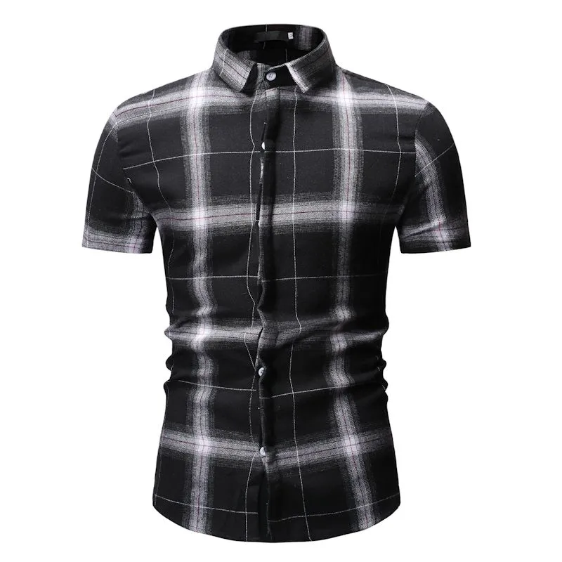 Chemise Homme 2019 New Plaid Shirts Men Mashion Short Summed Summer Discal Men Shirt Camisa Mashulina Mens Dress Trans