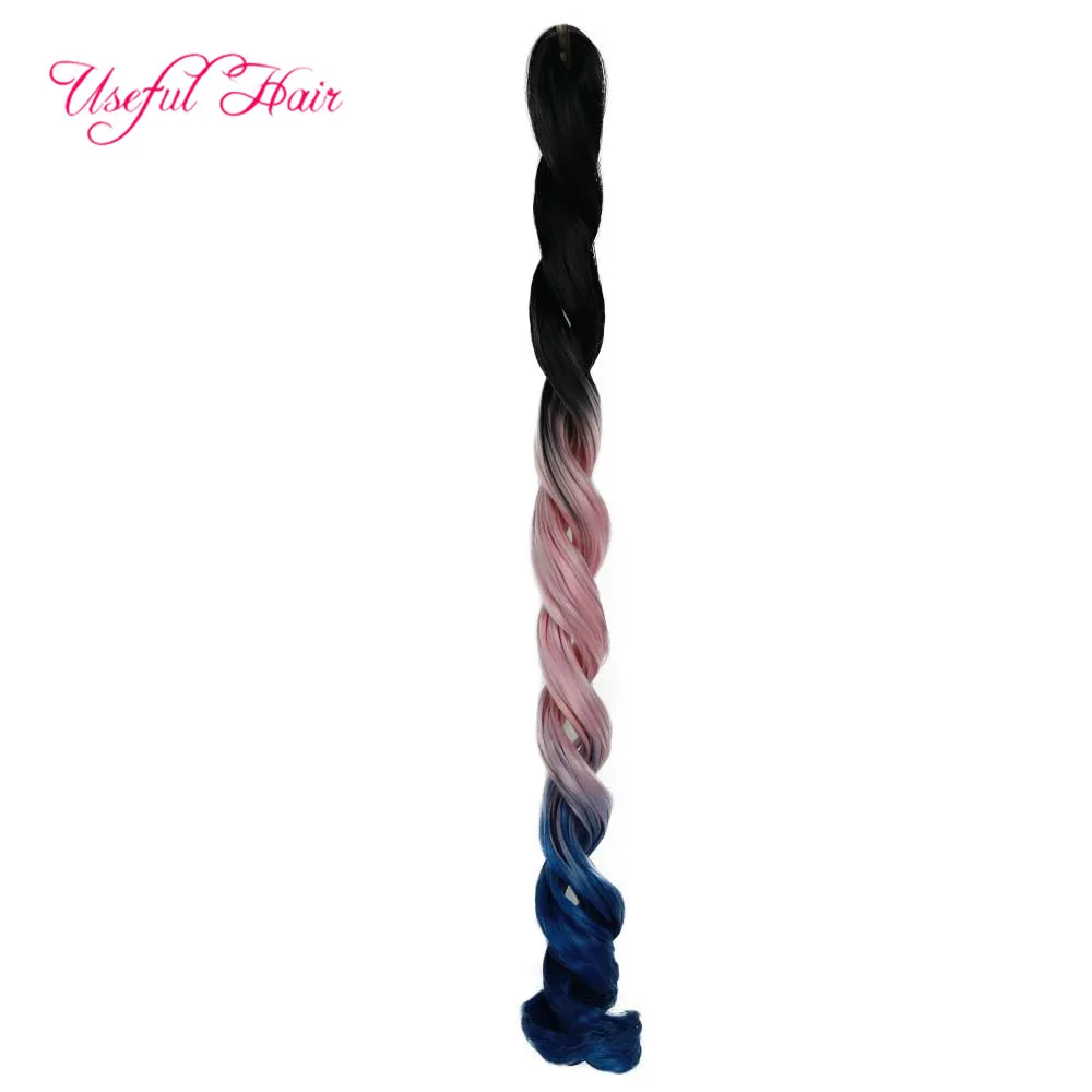 Bouncy Curly Sea Body Vlechten Hair Extensions Large Curl Crochet Vlechten Lange Synthetische Haar Extensions Ombre Pink Bug met Blonde Marley