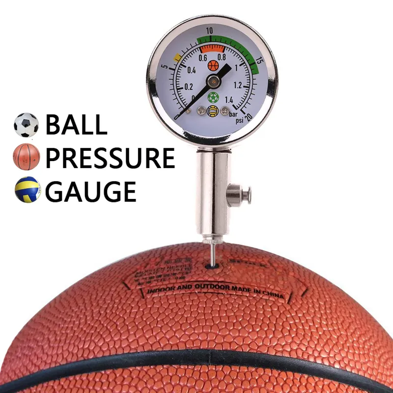 Football Rugby Basketball Volleyball Air Pressure Gauge Stainless Steel