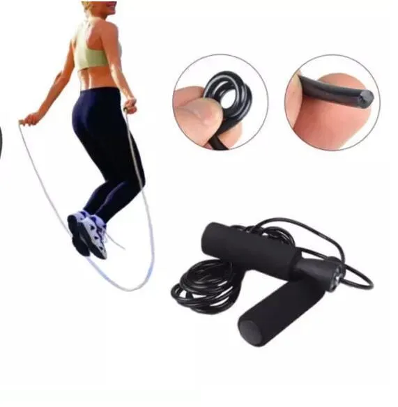 Adjustable Jump Rope Bearing Speed Skipping Aerobic Exercise Boxing Fitness Ropes Black foam handle in stock