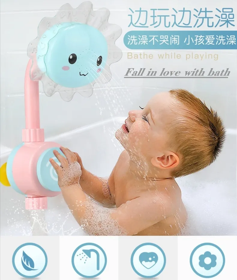 Детская ванна Игрушка Fun Sunflower Baby Infantil Смеситель для душа Излив Baby Bath Spout Младенцы играют в плавание Ванная комната Игрушки Летнее купание