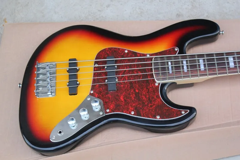 Sell like hot cakes 5 string bass guitar,The black edge of the orange body ,ex-factory price sale, free shipping!02