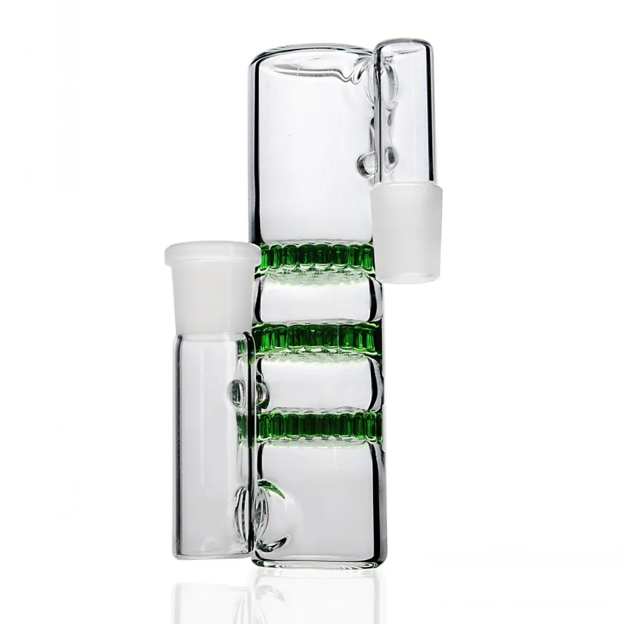 RECYCLER Cendres en verre en verre de nid d'abeille 18mm double percolateur bong 14mm cendreurs de cendres deux fonctions tuyaux à huile soufflé à la main accessoires