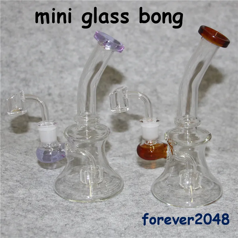 Beaker de vidro grosso colorido Bongo tubulação de água de água com 14mm masculino articulação quartzo banger 7.4 polegadas mini plataforma de petróleo bolha