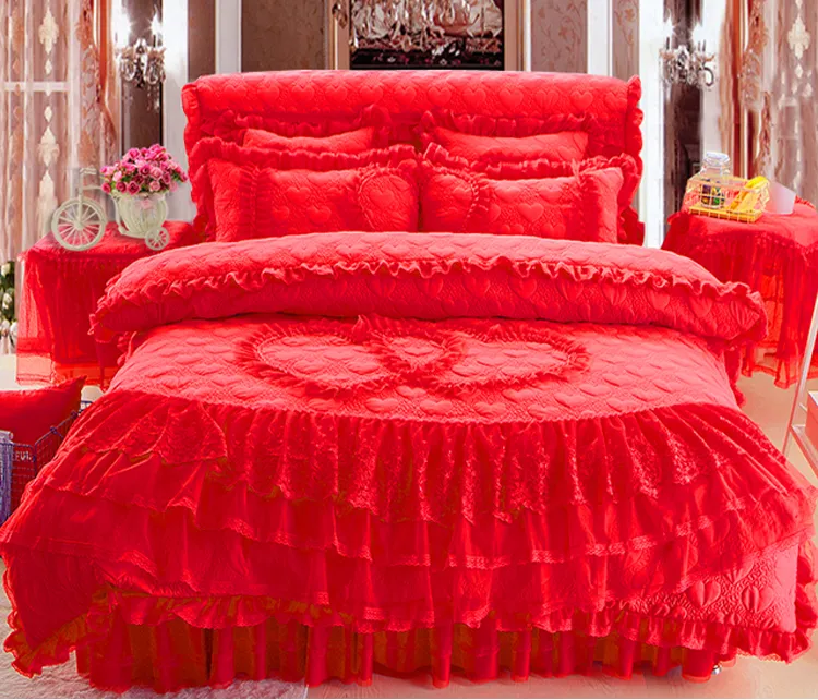 Korean Bedspreads Princess Bed Skirt 1.8 M Four Sets Of Lace Bedspreads