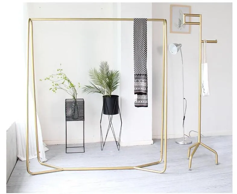 Landing jas hanger slaapkamer meubels gouden hoed frame individuele kleding display rack trouwjurk winkel kant opknoping doek eiland racks