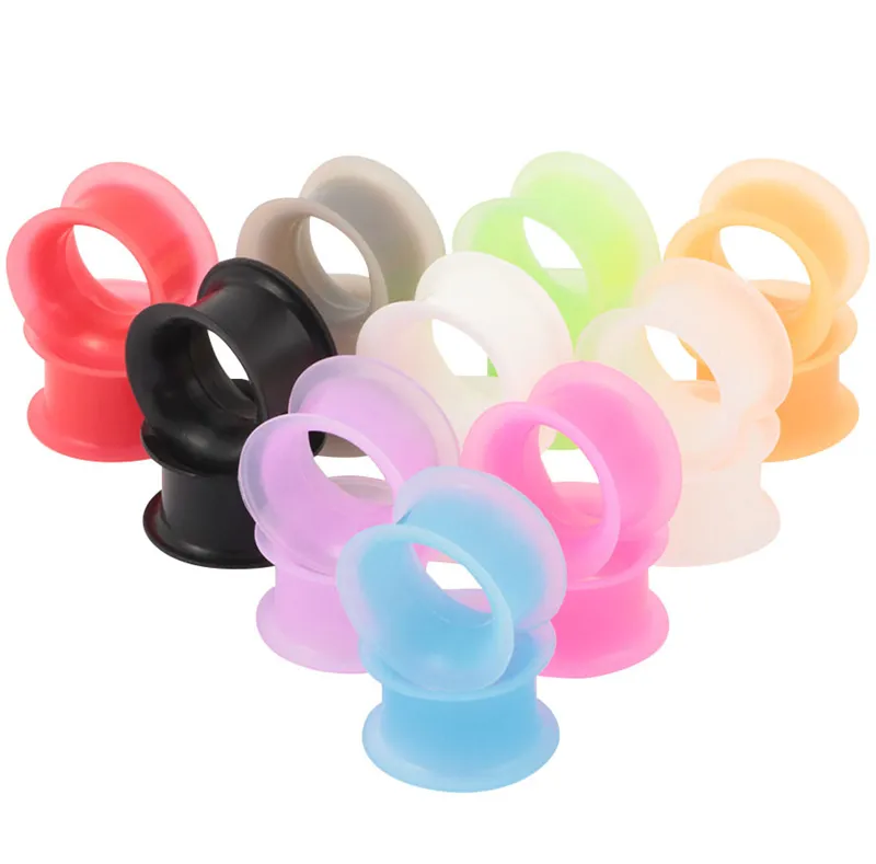 100 pièces jauges d'oreille en Silicone souple bouchons d'oreille Tunnels d'oreille corps bijoux civières multi couleurs taille de 3-25mm YD0231