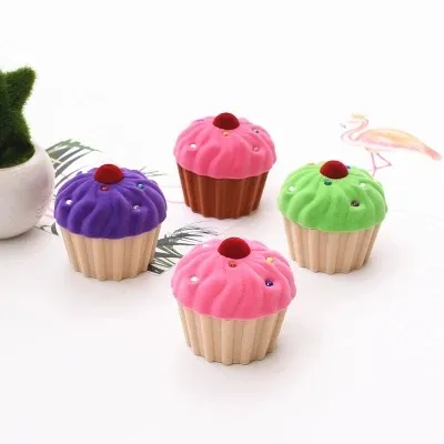 [DDisplay] Samt Cupcake Ring Mädchen Schmuckschatulle Schöne Halskette Schmuck Stehender Halter Festival Cartoon Ohrring Ohrstecker Schmucketui Display