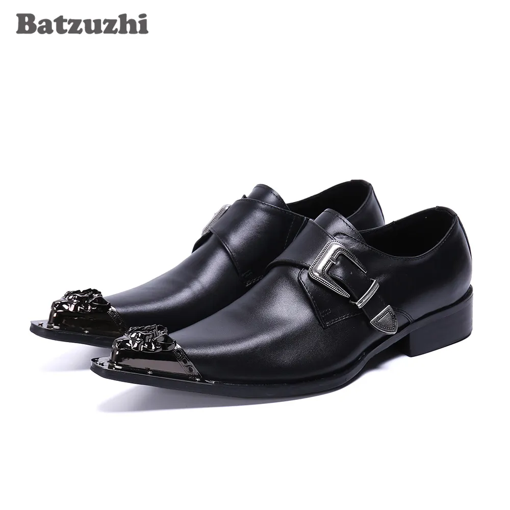 Batzuzhi Handmade Męskie Buty Spniedane Toe Black Business Leather Sukienka Buty Klamra Formalne Skórzane Buty Mężczyźni Zapatos De Hombre!