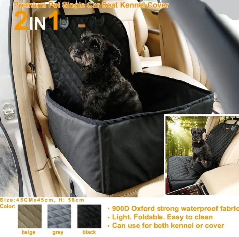 Nouveau sac étanche pour chien, transporteur de voiture pour animaux de compagnie, sac de rangement pour chien, housse de siège rehausseur pour voyage, panier seau de transport 2 en 1