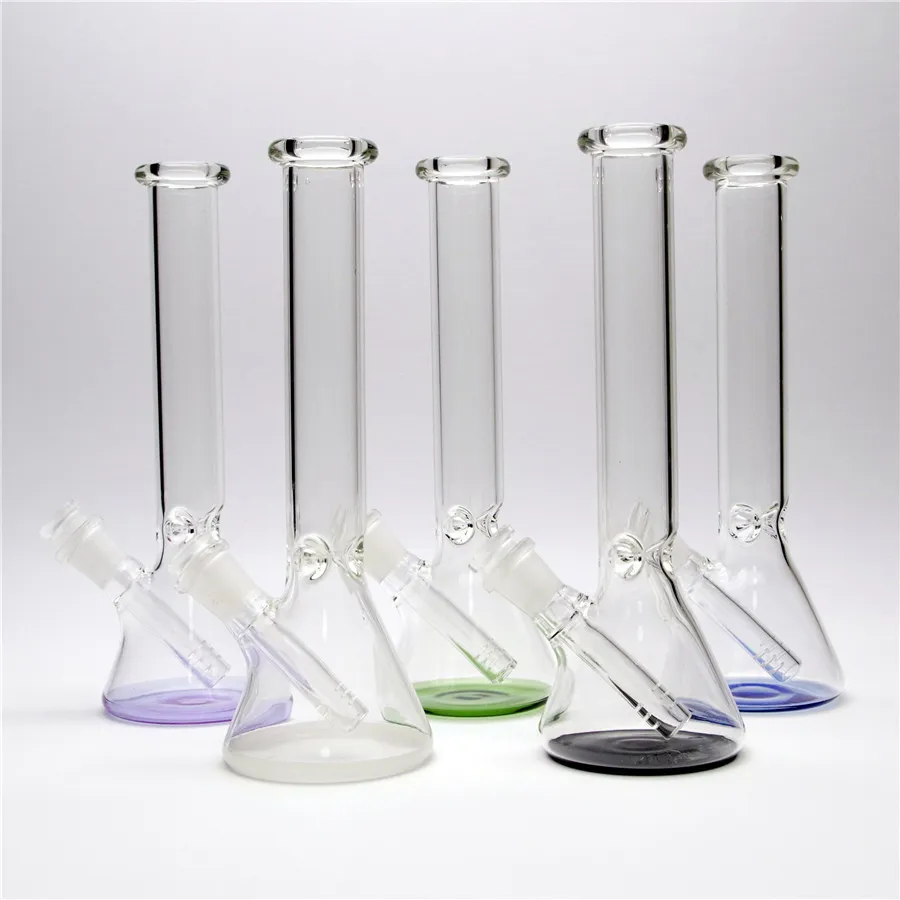 10in Hookah Color Bottom Beaker Glass Bong Waterpipe Dabrig med Clear Downstem 1 Clear Bowl