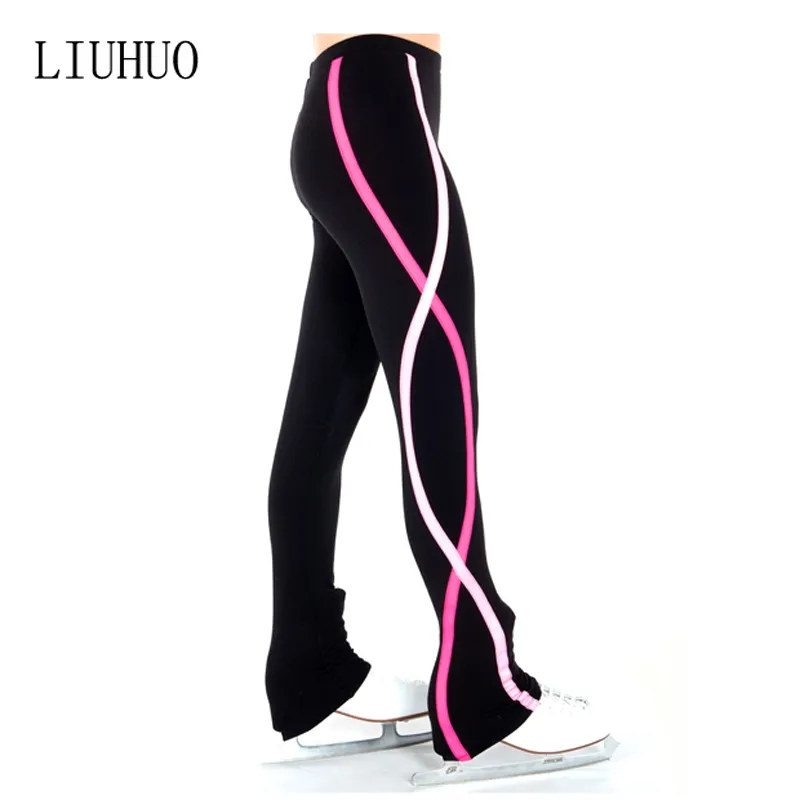 LIUHUO, pantalones de entrenamiento de patinaje artístico, sábanas, venta al por mayor, mallas finas de entrenamiento con diamantes de imitación de spandex negro, ropa para mujer